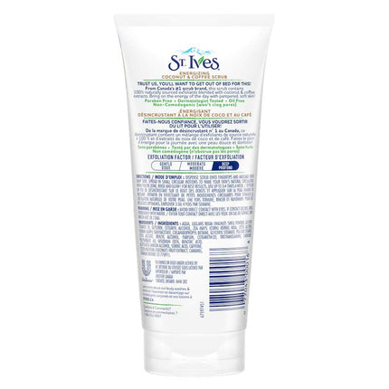 St Ives Energizing Face Scrub, Coconut & Coffee, Deep Cleanser -170g