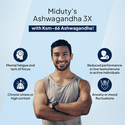 Miduty Ashwagandha 3X Supplement 500 mg-60 Veg Capsules