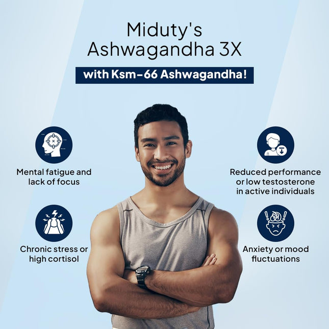 Miduty Ashwagandha 3X Supplement 500 mg-60 Veg Capsules