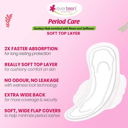 Everteen Sanitary Pads XL 40 Pcs for Women Cotton Sanitary Napkin XL 285mm