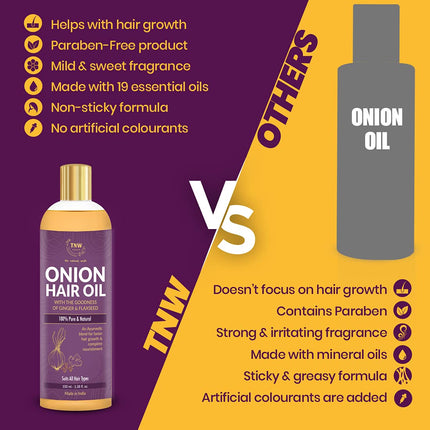 TNW-THE NATURAL WASH Onion Hair Oil With Onion Extract, Jojoba, Olive & Flax Seed Oil-100ml