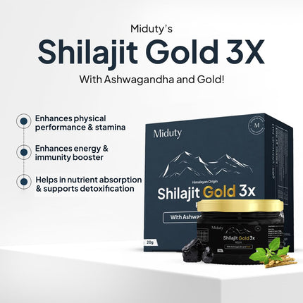 Miduty Shilajit Gold 3X Resin 500–1000 mg Serving - 20 grams