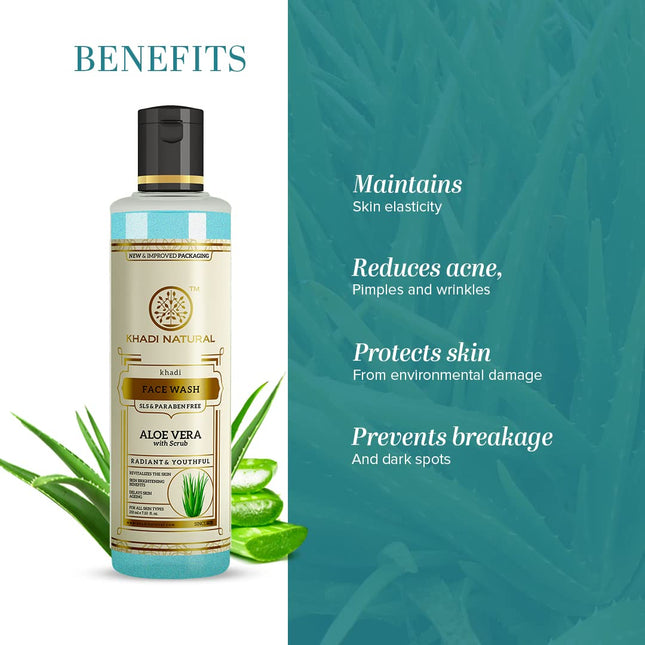 Khadi Natural Aloe Vera Face Wash with Scrub - 210ml