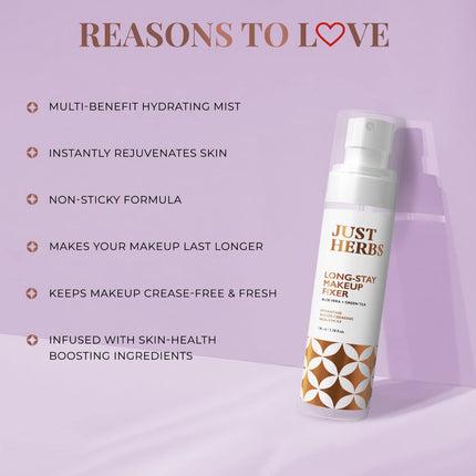 Just Herbs Long Stay Non Sticky Makeup Fixer, Setting Spray for Face Makeup-100ml