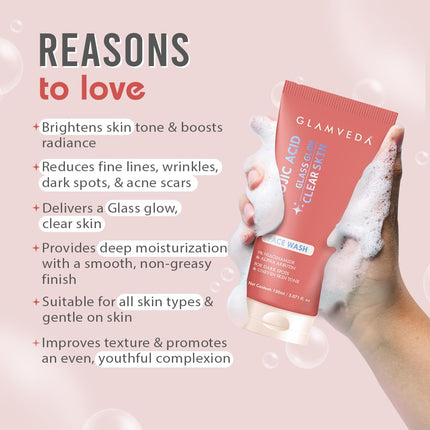 Glamveda 2% Kojic Acid Face Wash 150ml | With Niacinamide & Alpha Arbutin | Facewash-150ml