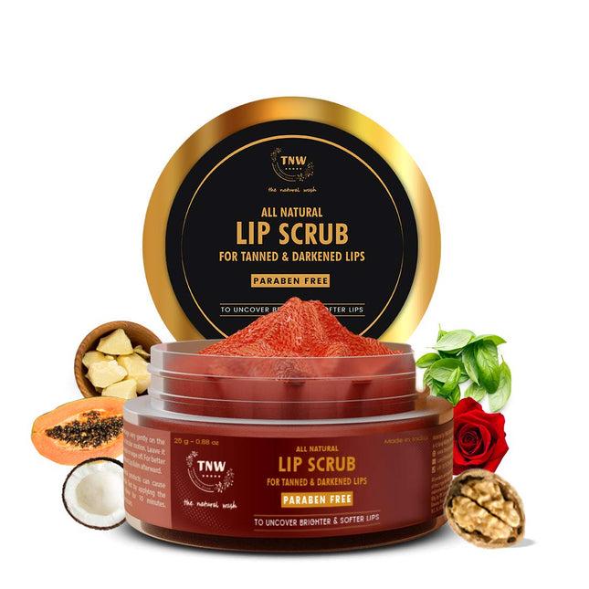 TNW-THE NATURAL WASH Lip Scrub With Cocoa Butter, Brown Sugar, Shea Butter, Papaya, Natural Flowers & Essential Oils -25g