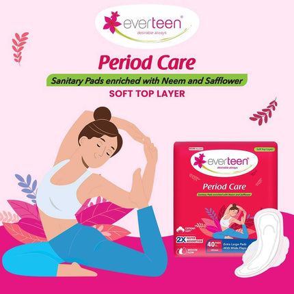 Everteen Sanitary Pads XL 40 Pcs for Women Cotton Sanitary Napkin XL 285mm