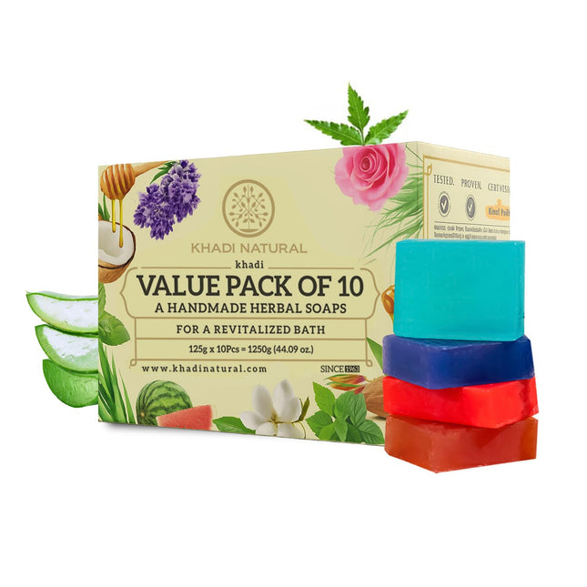 Khadi Natural Herbal Soap Gift Set -125g Pack of 10