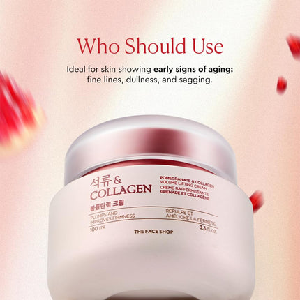 The Face Shop Pomegranate & Collagen Face Cream With 10% Marine Collagen & Pomegranate Extracts-100ml