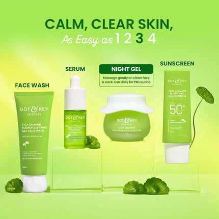 Dot & Key CICA Calming Skin Renewing Night Gel with Niacinamide, Green Tea & Hyaluronic-60ml