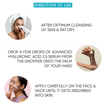 UrbanBotanics 2.5% Hyaluronic Acid Serum For Women & Men with Dry, Normal & Oily Skin, 30 ml