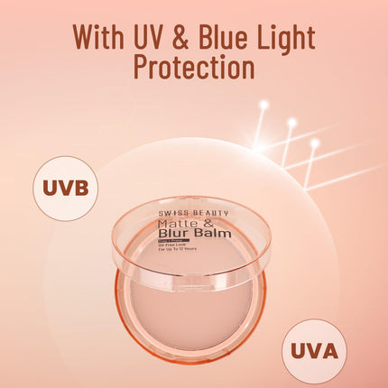 Swiss Beauty Matte & Blur Balm | Prep + Prime With Vitamin E & B3 | UV Light Protection