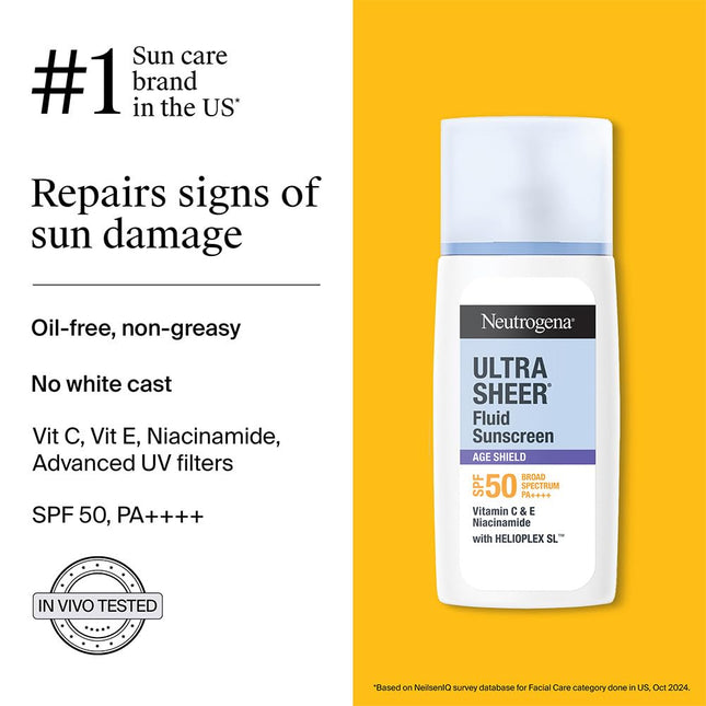 Neutrogena Ultrasheer Age Shield Fluid Sunscreen SPF 50+ PA++++  40gm