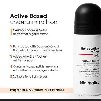Minimalist Underarm Roll On Deodorant with Nonapeptide + AHA BHA 06% - 40ml