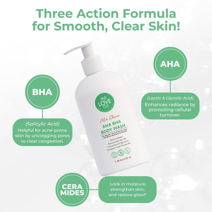 THE LOVE CO. AHA BHA Body Wash | 5% Glycolic, Lactic & Salicylic Acid-236ml