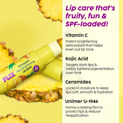 PLIX - THE PLANT FIX Pineapple Lip Balm with SPF 50 Kojic Acid & Vitamin C | SPF 50 PA ++ 4g
