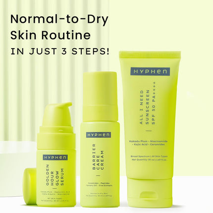 Hyphen Daily Face Care Regime for Normal & Dry Skin | 3 Step Facial Kit Routine withFace Serum
