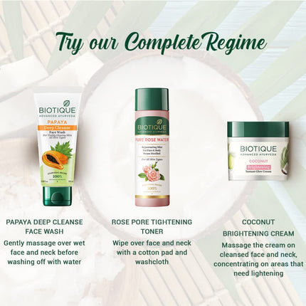 Biotique Coconut Brightening Instant Glow Cream All Skin Types | 50gm