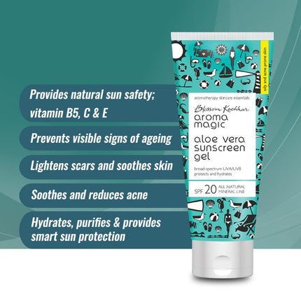 Aroma Magic Aloe Vera Sunscreen Gel 100ml | SPF 20 Protection-100 ml
