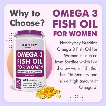 HealthyHey Nutrition Omega 3 Fish Oil 60 Softgel Capsules