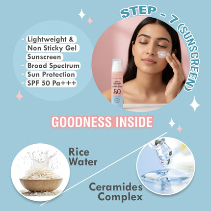 Glamveda Korean 7 Step Winter Skincare Kit Face Wash + Toner + Moisturizer + Serum + Mask + Sunscreen + Under Eye Cream Gift Box