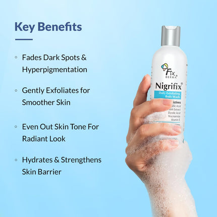 Fixderma Nigrifix Exfoliating Body Wash with 5% Actives (Lactic Acid, Glycolic Acid, Niacinamide Acid & Vitamin E)-200ml