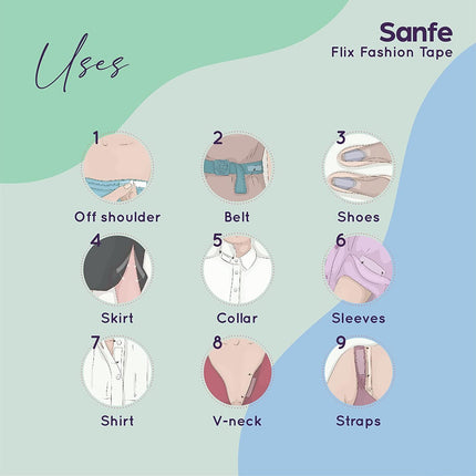 Sanfe Flix Fashion & Fabric Tape, 36 Piece Double Sided Body Tape