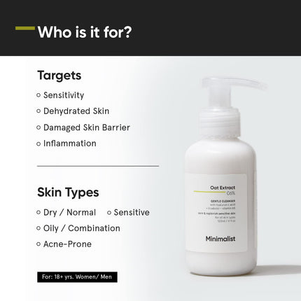 Minimalist Gentle Face Wash With 6% Oat Extract & Hyaluronic Acid -120ml