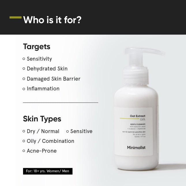 Minimalist Gentle Face Wash With 6% Oat Extract & Hyaluronic Acid -120ml