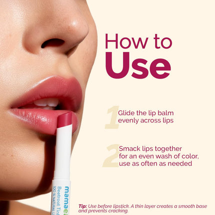 Mamaearth Beetroot Tinted 100% Natural Lip Balm with Beetroot & Beeswax for 12h Moisturized Lips - 2 g