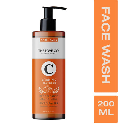 THE LOVE CO. Vitamin C & Tea Tree Oil Face Wash - Foaming Cleanser 200Ml