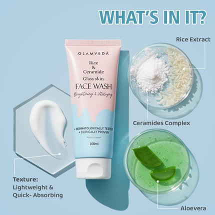 Glamveda Korean Glass Skin Rice Water Facewash-100ml