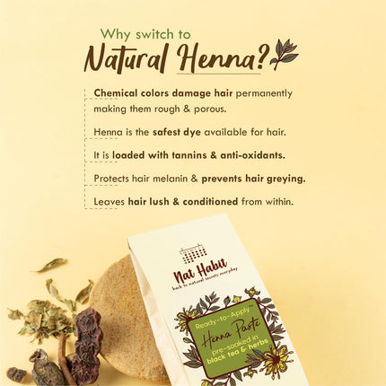 Nat Habit - Fresh Henna Paste, Pre-Soaked in Black Tea (Pack of 2 x 220g)