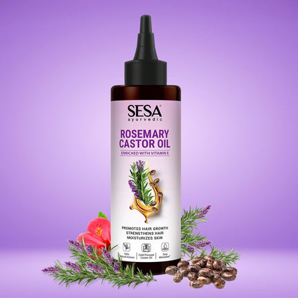 Sesa Ayurvedic Rosemary Hair Oil with Castor Oil & Sesame, Hibiscus- Dry Skin - 200ml