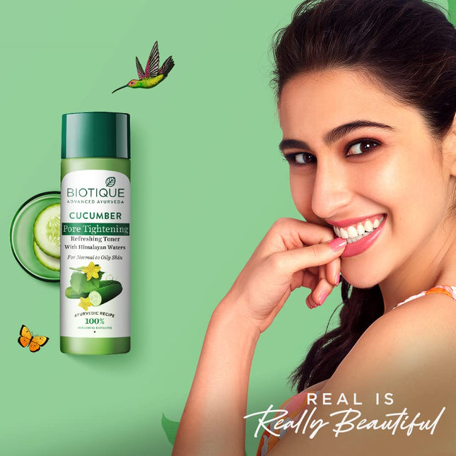 Biotique Cucumber Pore Tightening Toner for Normal & Oily Skin Types| 120mL