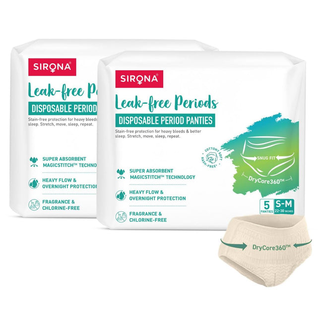 Sirona Disposable Period Panty for Girls & Women | S-M | Pack of 10