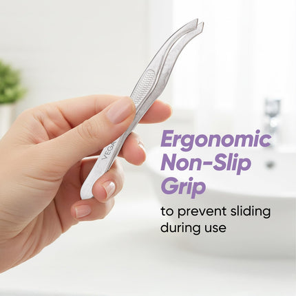 Vega Tweezer - Slaint Tips for Facial Hair Removal & Eyebrow Shaping, Professional Eyebrow Tweezer