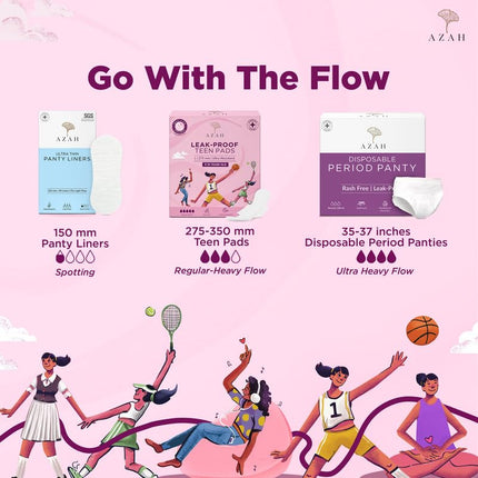 AZAH Sanitary Pads for Teen Large 275 mm [Pack of 30]