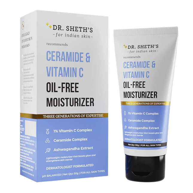 Dr. Sheth's Ceramide & Vitamin C Oil - Free Moisturizer For Women & Men | 50g