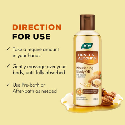Joy Honey & Almonds Body Oil with Vitamin E & Sunscreen-200 ml