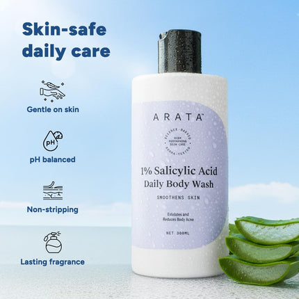 Arata 1% Salicylic Acid Body Wash (600ml) For Body Acne & Dry Skin