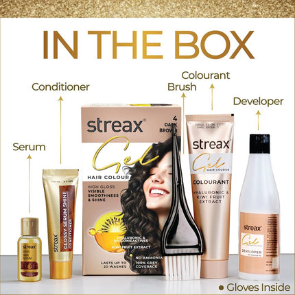 Streax Gel Hair Colour for Women & Men Dark Brown 3, 150ml
