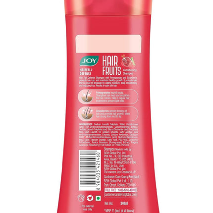 Joy Hair Fruits Hairfall Defense Conditioning Shampoo, Enriched with Pomegranate and Strawberry-340ml