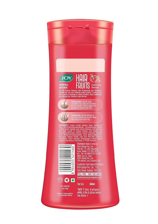Joy Hair Fruits Hairfall Defense Conditioning Shampoo, Enriched with Pomegranate and Strawberry-340ml