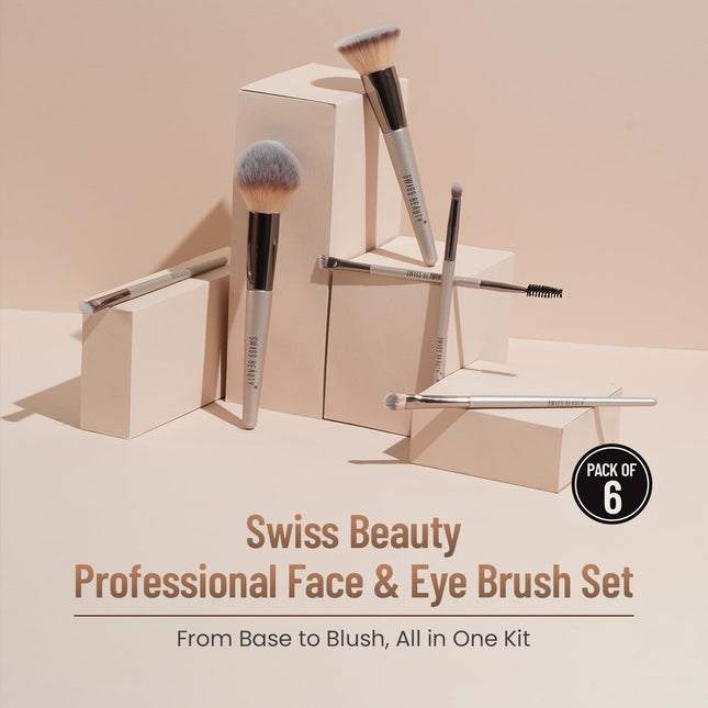 Swiss Beauty Premium Synthetic Bristle Professional Face & Eye Makeup Brushes Set of 6