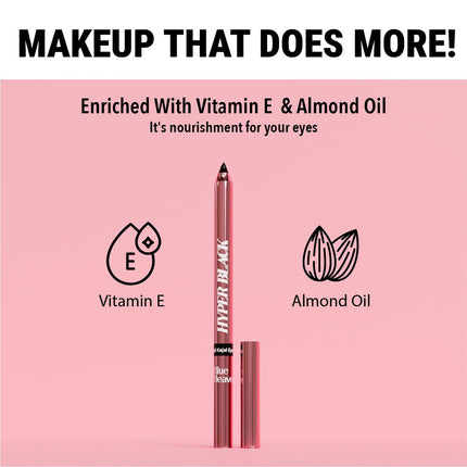 Blue Heaven Hyper Black Gel Kajal Eyeliner Enriched with Vitamin E & Almond Oil-1.5g