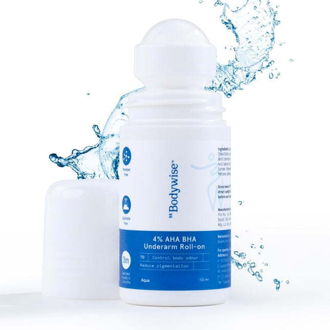 Be Bodywise 4% Aha Bha Underarm Roll On | with 2% Lactic Acid, 1% Mandelic Acid, 1% Salicylic Acid | 50 ml