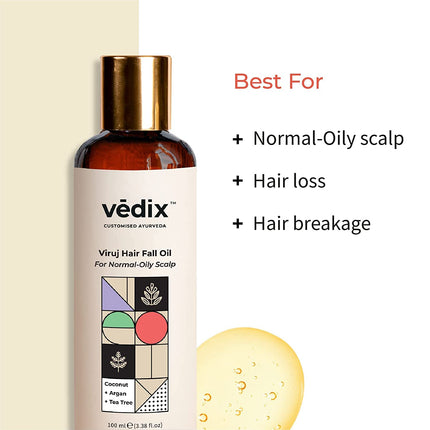 Vedix Customised Ayurvedic Hair Fall Oil | With Coconut + Argan + Tea Tree | 100ml