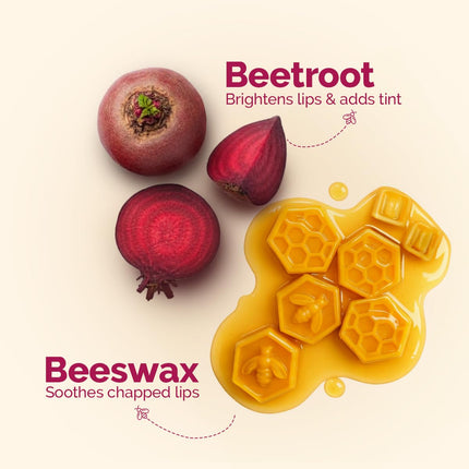 Mamaearth Beetroot Tinted 100% Natural Lip Balm with Beetroot & Beeswax for 12h Moisturized Lips - 2 g