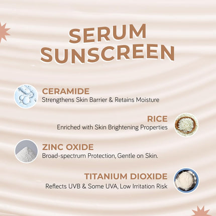 Moody SensiSoothe Mineral Brightening Sunscreen Serum with Ceramides & Rice | Sunscreen-50ML